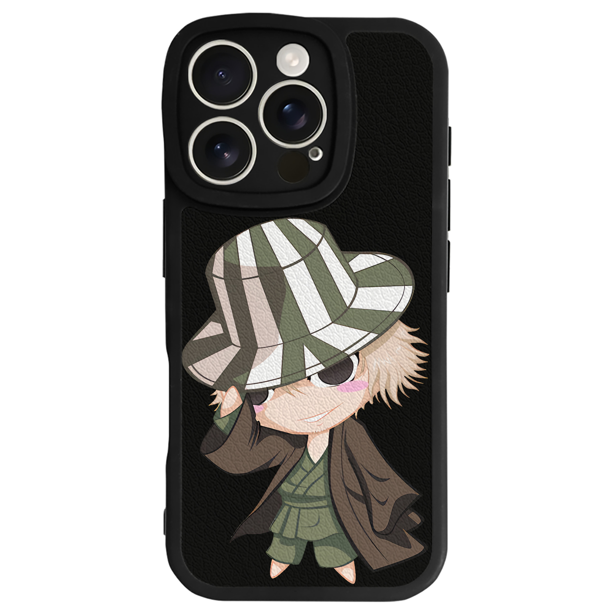 （画像用） "ブリーチ 浦原 喜助（うらはら きすけ） BLEACH Urahara Kisuke " 【iPhone 16シリーズ対応】シリコンスマホケース（レザー調） 材質：シリコン